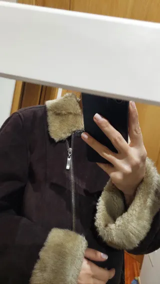 Cazadora doble faz marrón y beige