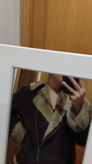 Cazadora doble faz marrón y beige