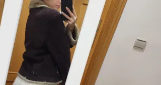 Cazadora doble faz marrón y beige