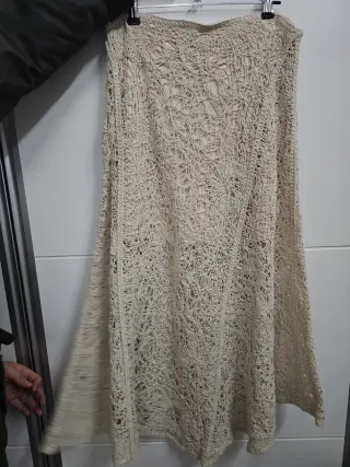 Falda crochet beige M