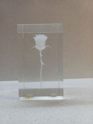 Figura decorativa de vidre gravada amb làser 3D