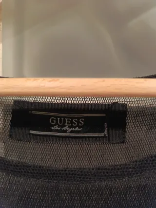 Vestido Guess Negro Malla y Plisado