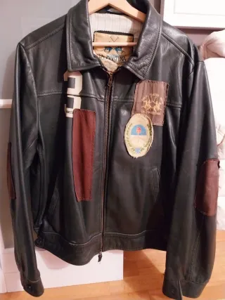 Chaqueta de piel negra La Martina XL, hombre