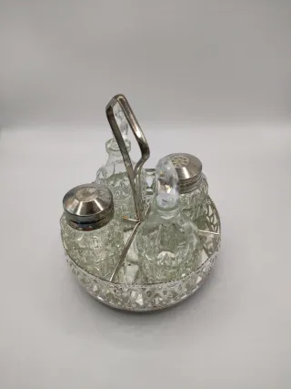 Set Aceite Vinagre Sal Pimienta Metal