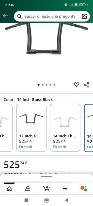 Manillar Harley moto custom negro nuevo a estrenar