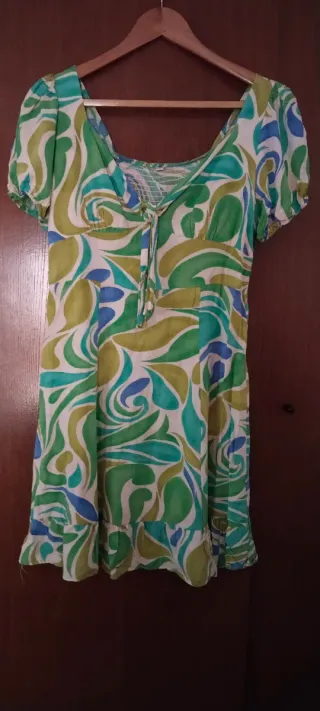 Vestido estampado verde y azul