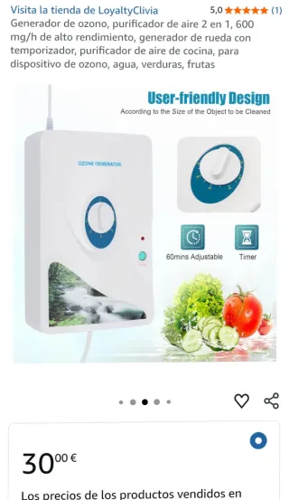 Generador Ozono Purificador Aire Cocina 600mg/h