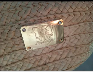 Borsa paglia Fixdesign beige/blu