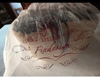 Borsa paglia Fixdesign beige/blu