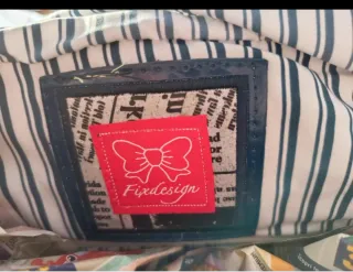 Borsa paglia Fixdesign beige/blu