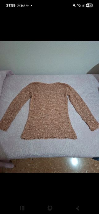 Jersey de punto grueso rosa jaspeado