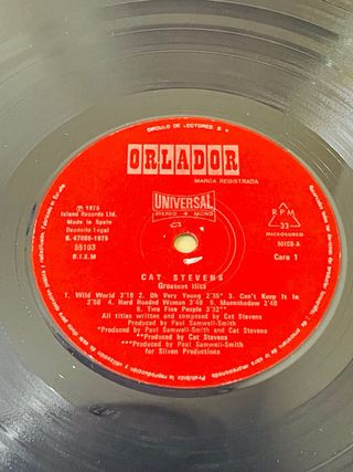 Vinilo CAT STEVENS Greatest Hits 33rpm, año 1975