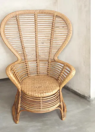 SILLÓN VINTAGE MIMBRE Y BAMBÚ