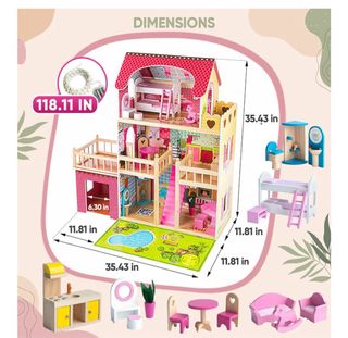 Casa Muñecas Madera Garage Luz LED