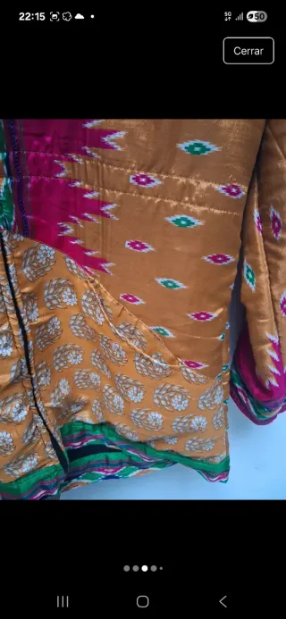Chaqueta seda india dorada y rosa