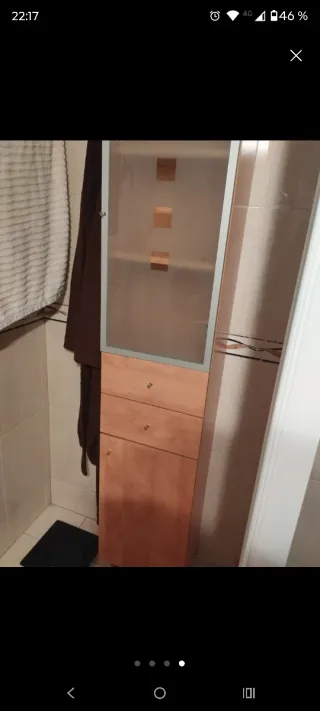 Armario baño madera y cristal