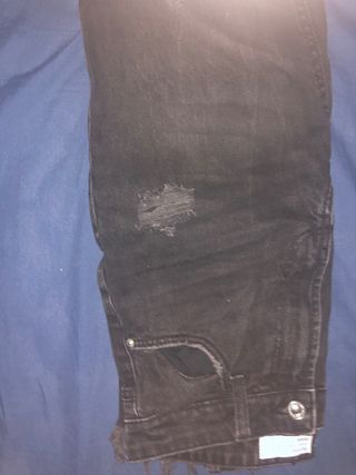 Pantalones Jeans Negros Desgastados
