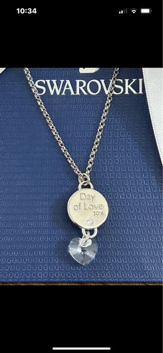 Collana Swarovski cuore rosa e argento