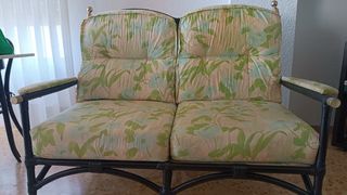 Conjunto 2 sofás y mesa centro bambú