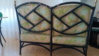 Conjunto 2 sofás y mesa centro bambú