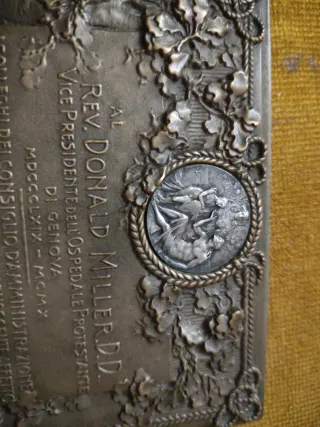 Placa conmemorativa plata y bronce