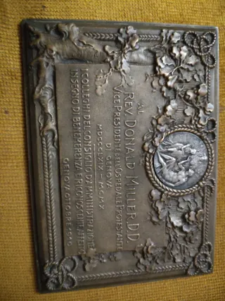 Placa conmemorativa plata y bronce