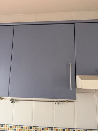 Cocina azul de segunda mano con electrodomésticos