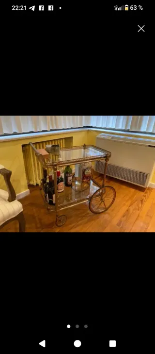 Carrito auxiliar bar cristal metal dorado