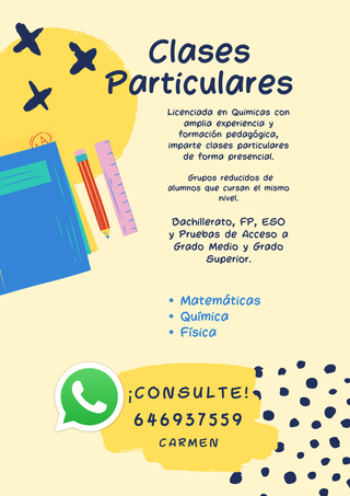 CLASES PARTICULARES MATEMÁTICAS, FÍSICA Y QUÍMICA