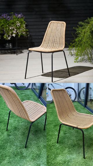 6 Sillas Ratán Sintético Acero Negro