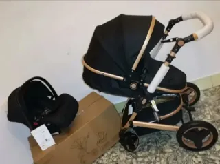 Carrito de bebé y silla coche negro