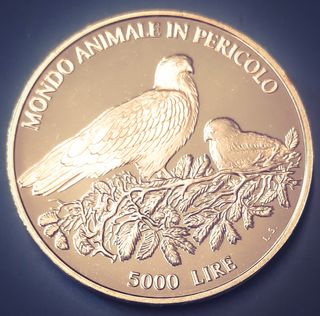 Moneta 5000 argento 835 Lire Argento Mondo Animale