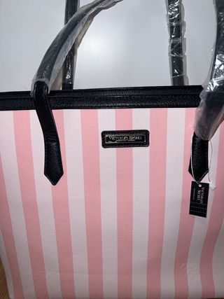 Bolso Victoria's Secret Rayas Rosa y Blanco