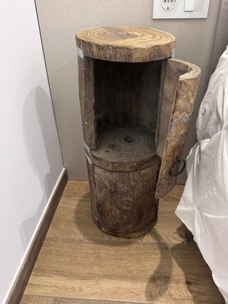 Mesita Noche Rústica Madera Natural