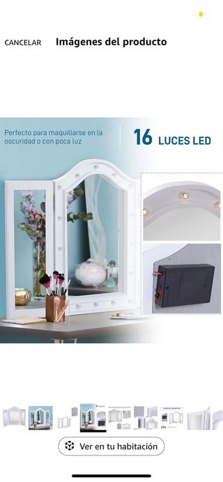 Espejo de maquillaje con luz LED