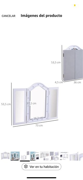 Espejo de maquillaje con luz LED
