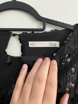Vestido Sfera Negro Lentejuelas Talla L