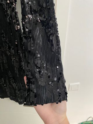 Vestido Sfera Negro Lentejuelas Talla L