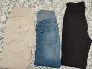 Pantalones premamá (beige, azul, negro)