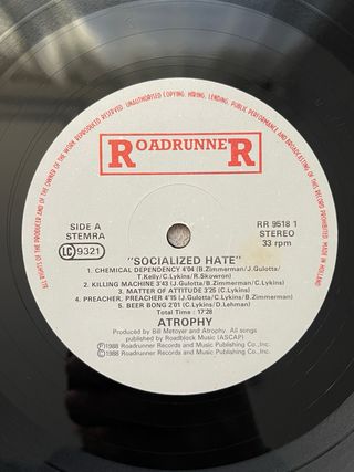 Vinilo ATROPHY “Socialized Hate”