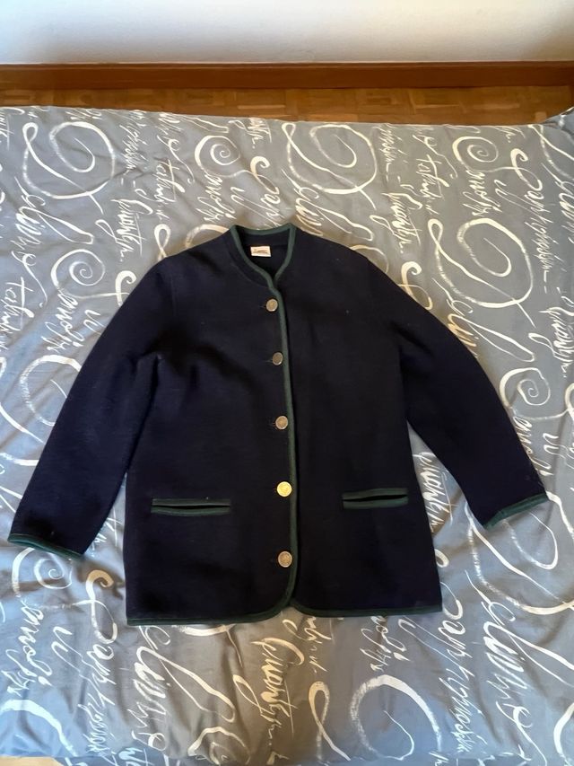 Chaqueta Lana Oversize Azul/Verde