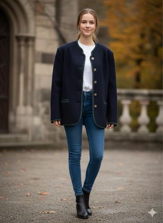 Chaqueta Lana Oversize Azul/Verde