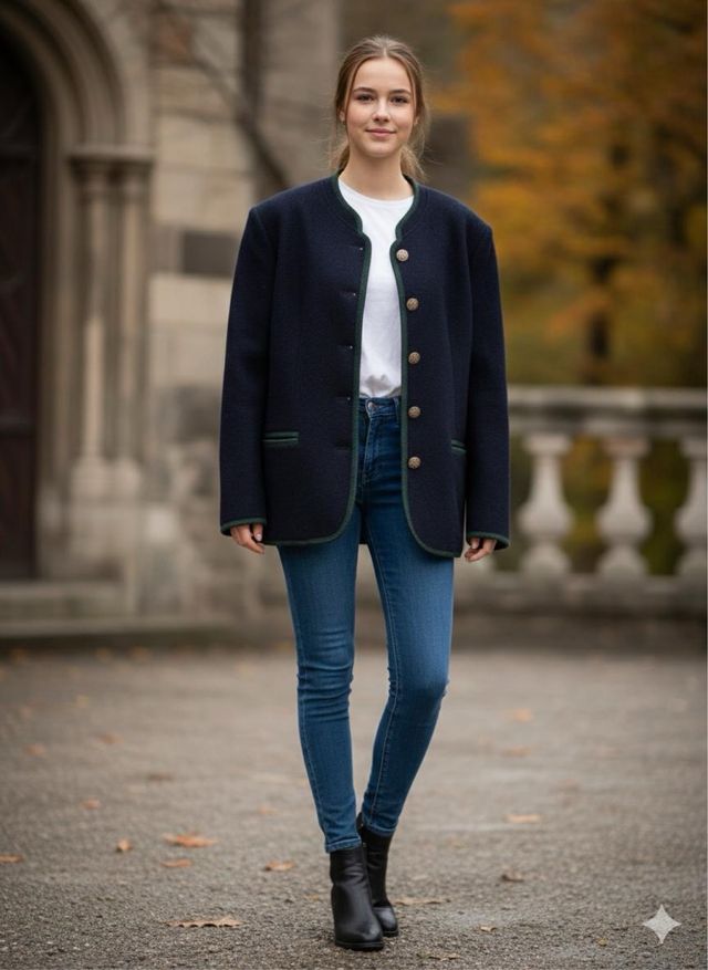 Chaqueta Lana Oversize Azul/Verde