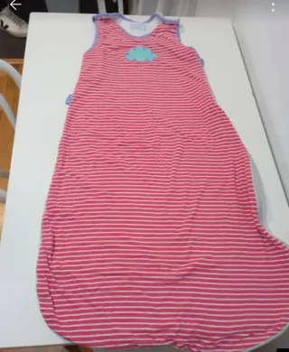 Saco dormir bebé rayas rosas nube