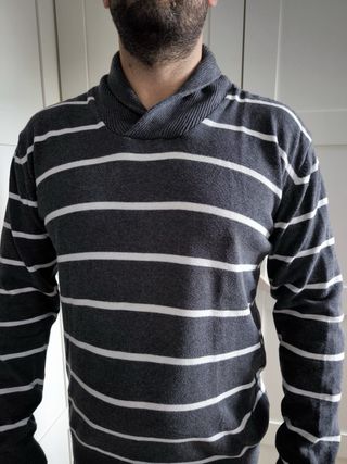Jersey rayas gris y blanco hombre
