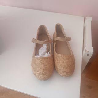 Manoletinas rafia doradas talla 36