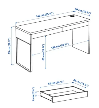 Escritorio Ikea Blanco 2 cajones 142cm