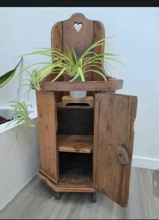 Antigua trona silla de baño madera