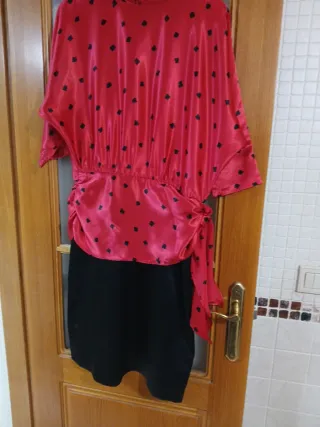 Vestido fiesta rojo y negro
