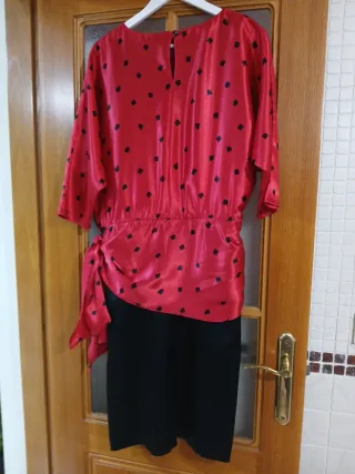 Vestido fiesta rojo y negro